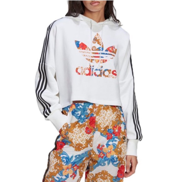 adidas Tops - ADIDAS • Her studio London boxy hoodie cropped sweater floral logo